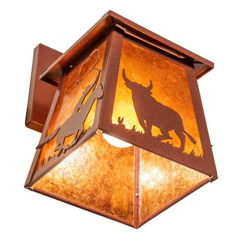 Meyda Tiffany Lighting 82663 Cowboy & Steer One Light Wall Sconce Outdoor Bronze / Dark