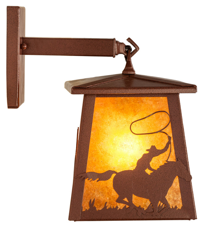 Meyda Tiffany Lighting 82663 Cowboy & Steer One Light Wall Sconce Outdoor Bronze / Dark