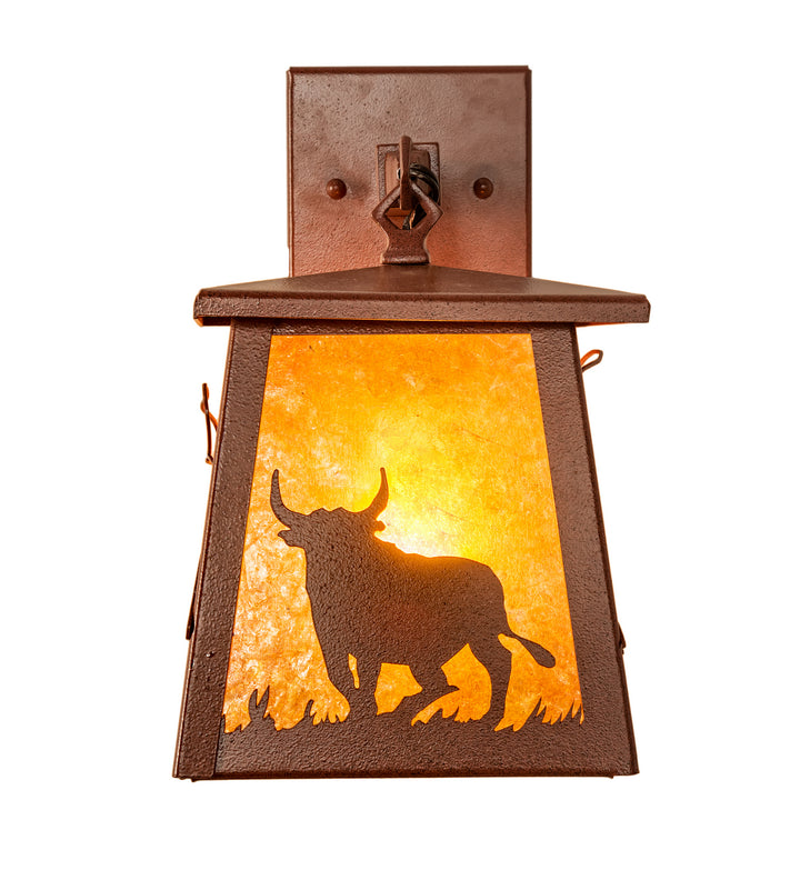 Meyda Tiffany Lighting 82663 Cowboy & Steer One Light Wall Sconce Outdoor Bronze / Dark