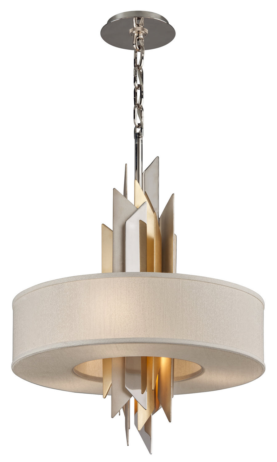 Corbett Modernist 207-44-SS/WSL/GL Pendant Light - Pol Ss W Silver/Gold Leaf