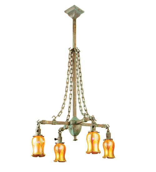 Meyda Tiffany Craftsman 67330 Chandelier Light - Vintage Copper,Verdigris