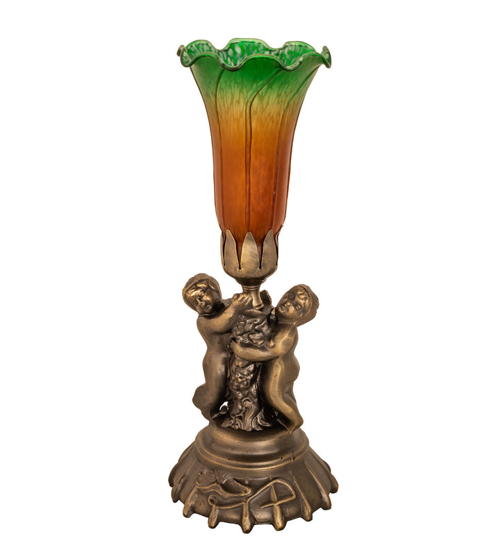 Meyda Tiffany Lighting 11009 Amber/Green One Light Mini Lamp Lamp Bronze / Dark