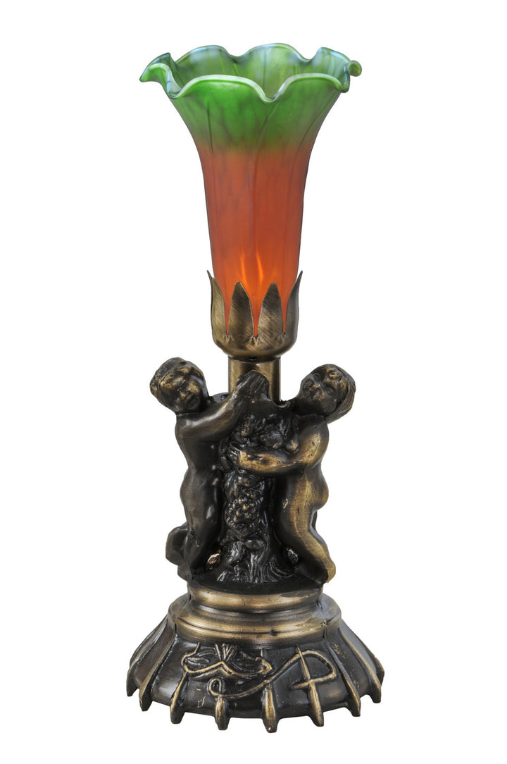 Meyda Tiffany Lighting 11009 Amber/Green One Light Mini Lamp Lamp Bronze / Dark