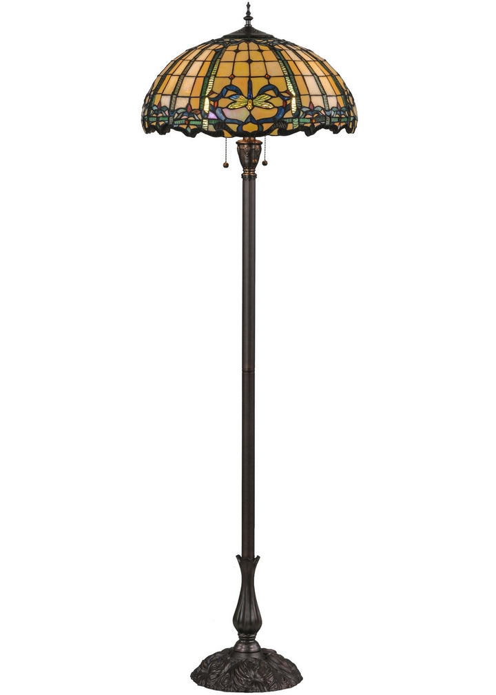 Meyda Tiffany Lighting 138587 Dragonfly Three Light Floor Lamp Lamp Bronze / Dark