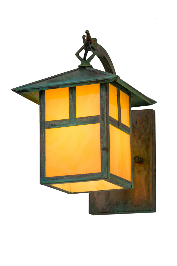 Meyda Tiffany Lighting 84729 Seneca One Light Wall Sconce Outdoor Copper/Antique/Verde