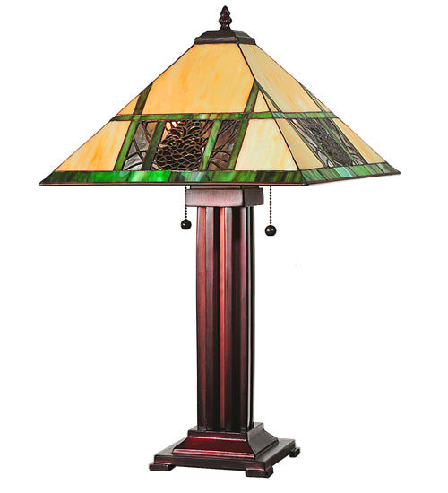 Meyda Tiffany Lighting 67851 Pinecone Ridge Two Light Table Lamp Lamp Bronze / Dark