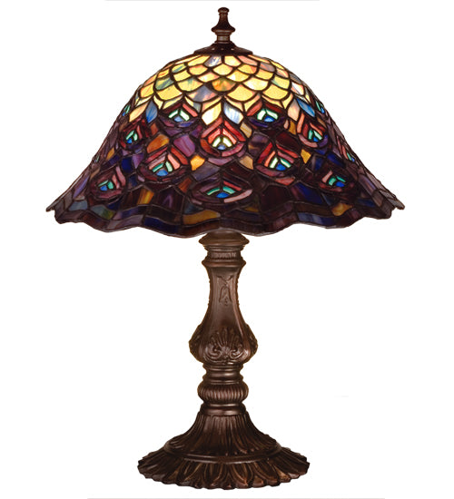 Meyda Tiffany Lighting 67885 Tiffany Peacock Feather One Light Accent Lamp Lamp Bronze / Dark