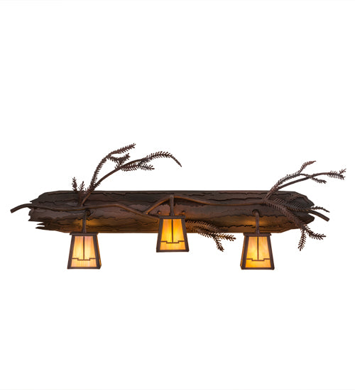 Meyda Tiffany Pine Branch 67906 Bath Vanity Light 38 in. wide - Rust,Wrought Iron