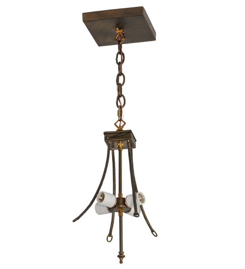 Meyda Tiffany Lighting 68058 Antique Four Light Inverted Pendant Hardware Utility Light Copper/Antique/Verde