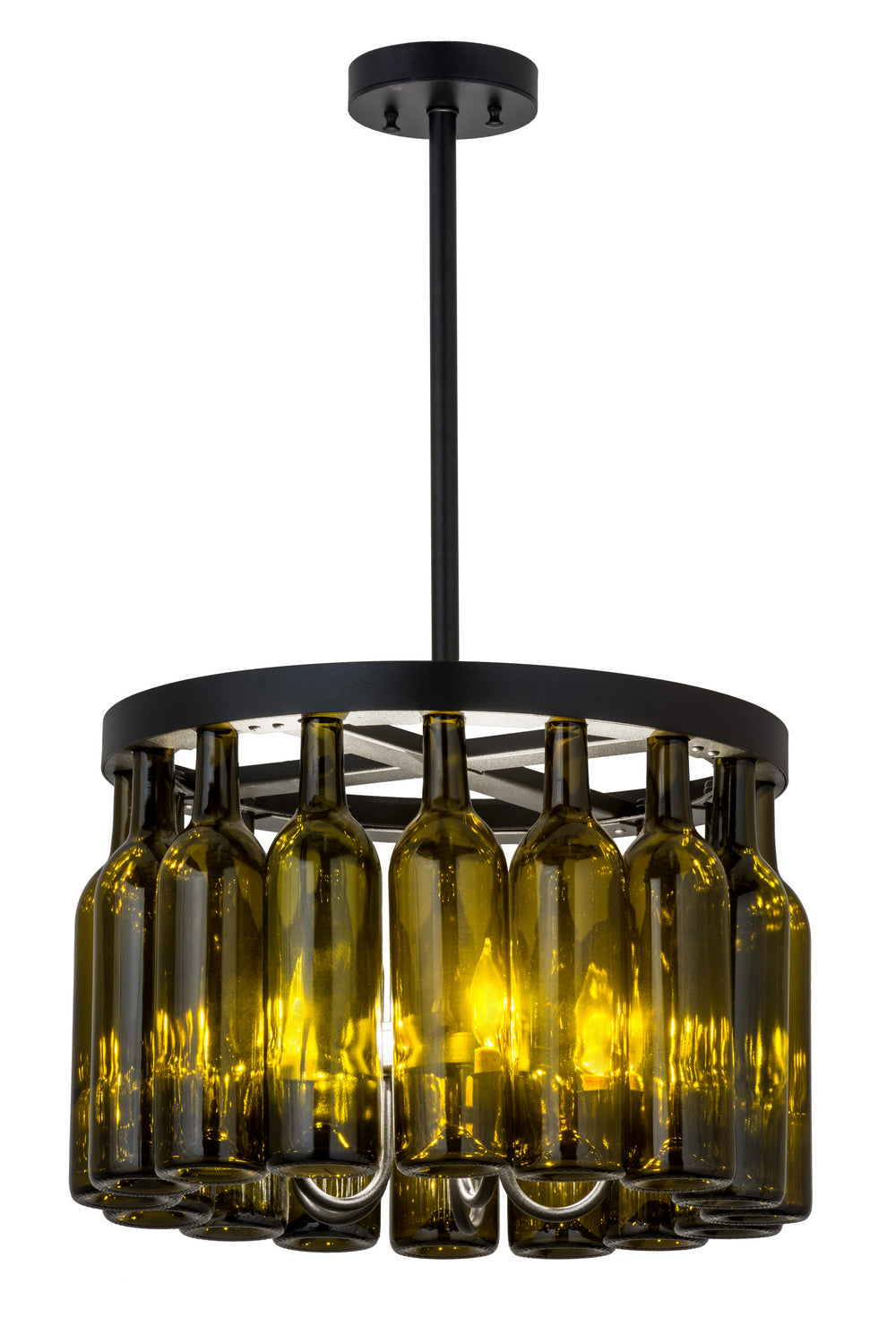 Meyda Tiffany Tuscan Vineyard 164832 Pendant Light - Black/Green Bottles