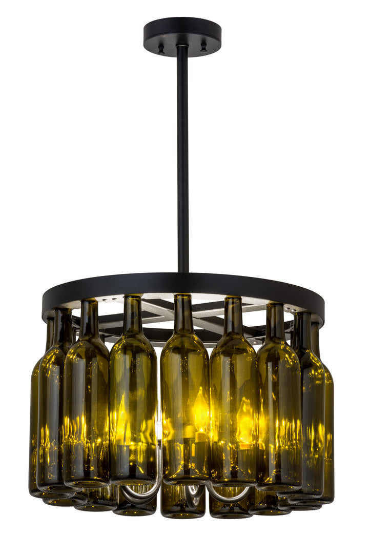 Meyda Tiffany Tuscan Vineyard 164832 Pendant Light - Black/Green Bottles