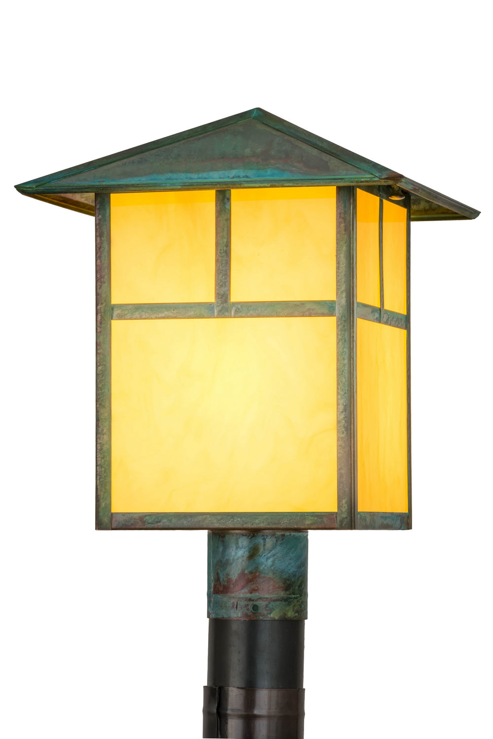 Meyda Tiffany Lighting 167903 Seneca One Light Post Mount Outdoor Verde