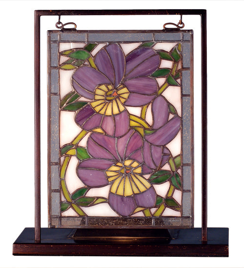 Meyda Tiffany Lighting 68409 Pansies Mini Tabletop Window Mirror Bronze / Dark