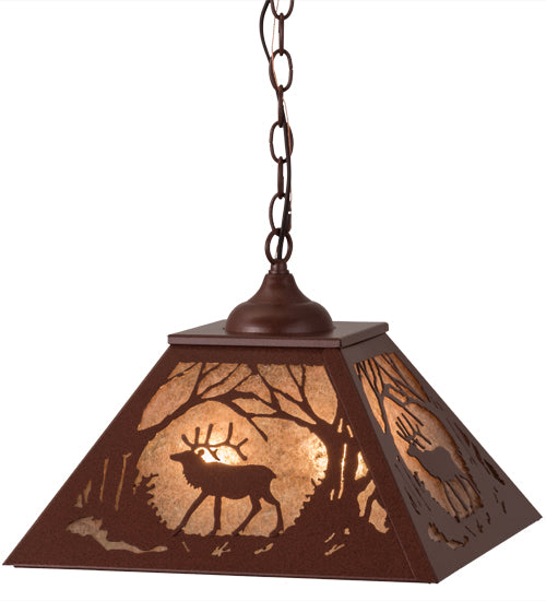 Meyda Tiffany Elk At Dawn 68576 Pendant Light - Rust