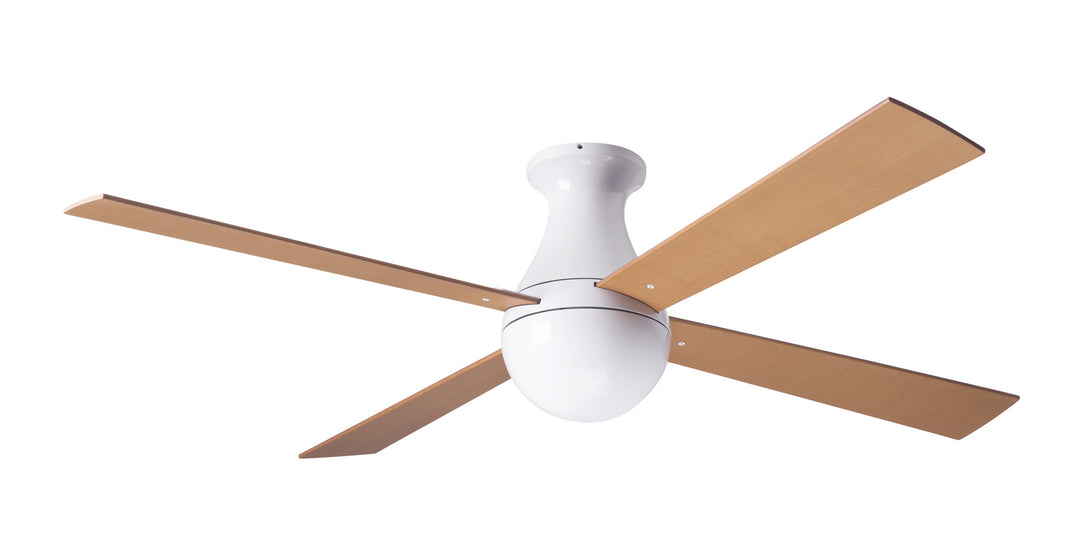 Modern Fan Company Ball Flush BAL-FM-GW-42-MP-NL-003 Ceiling Fan 42 - Gloss White, Maple/