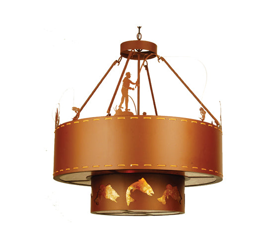 Meyda Tiffany Fly Fishing Creek 68924 Pendant Light - Rust