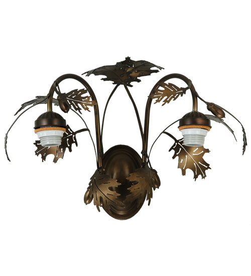 Meyda Tiffany Lighting 68931 Greenbriar Oak Two Light Wall Sconce Utility Light Copper/Antique/Verde