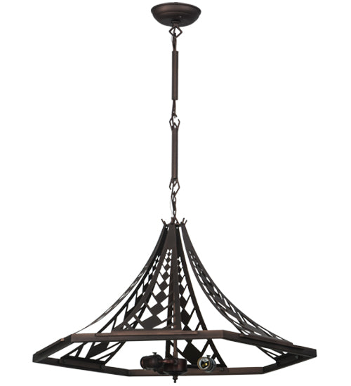 Meyda Tiffany Lighting 69277 Wildgen Three Light Inverted Pendant Hardware Utility Light Bronze / Dark