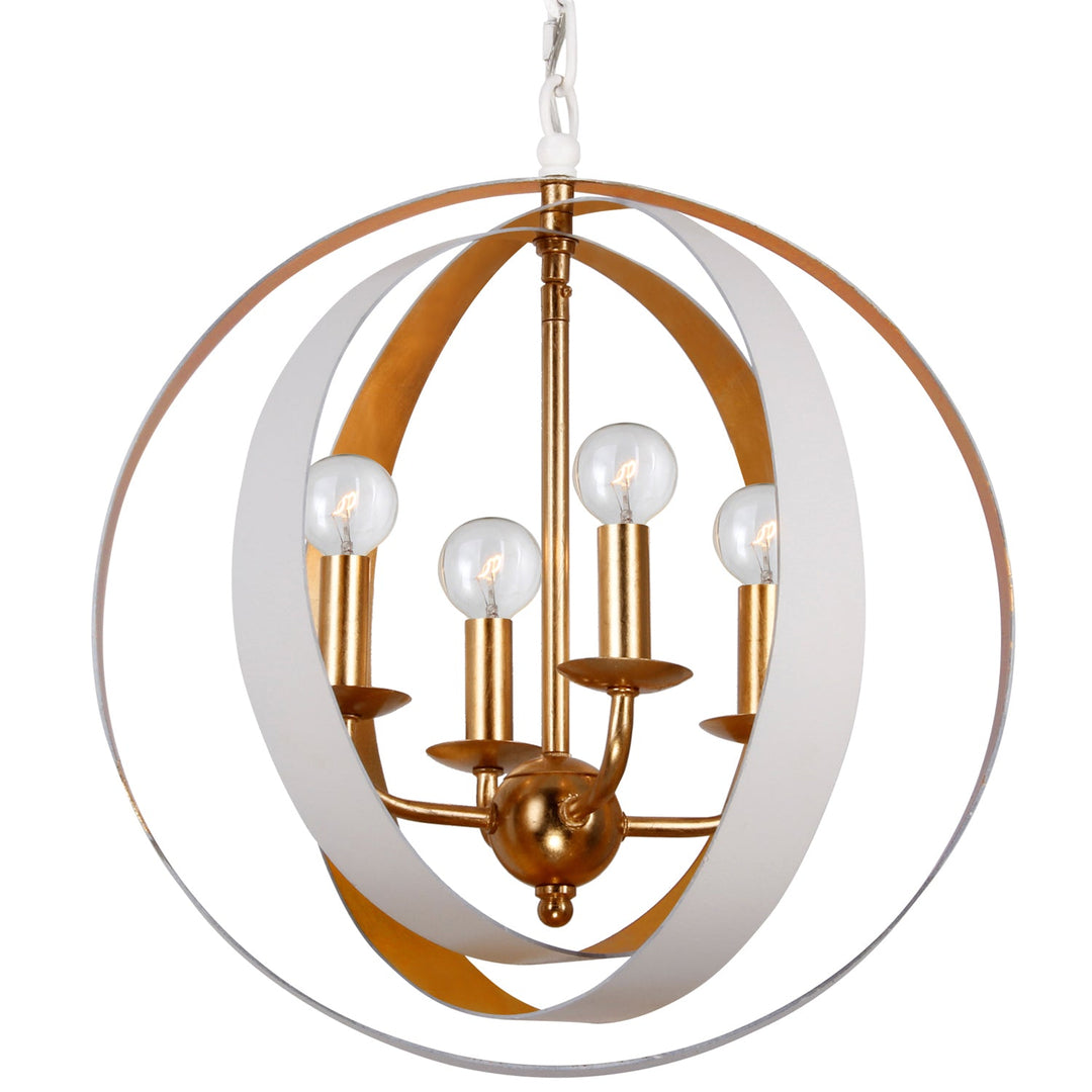 Crystorama Luna 584-MT-GA Pendant Light - Matte White / Antique Gold
