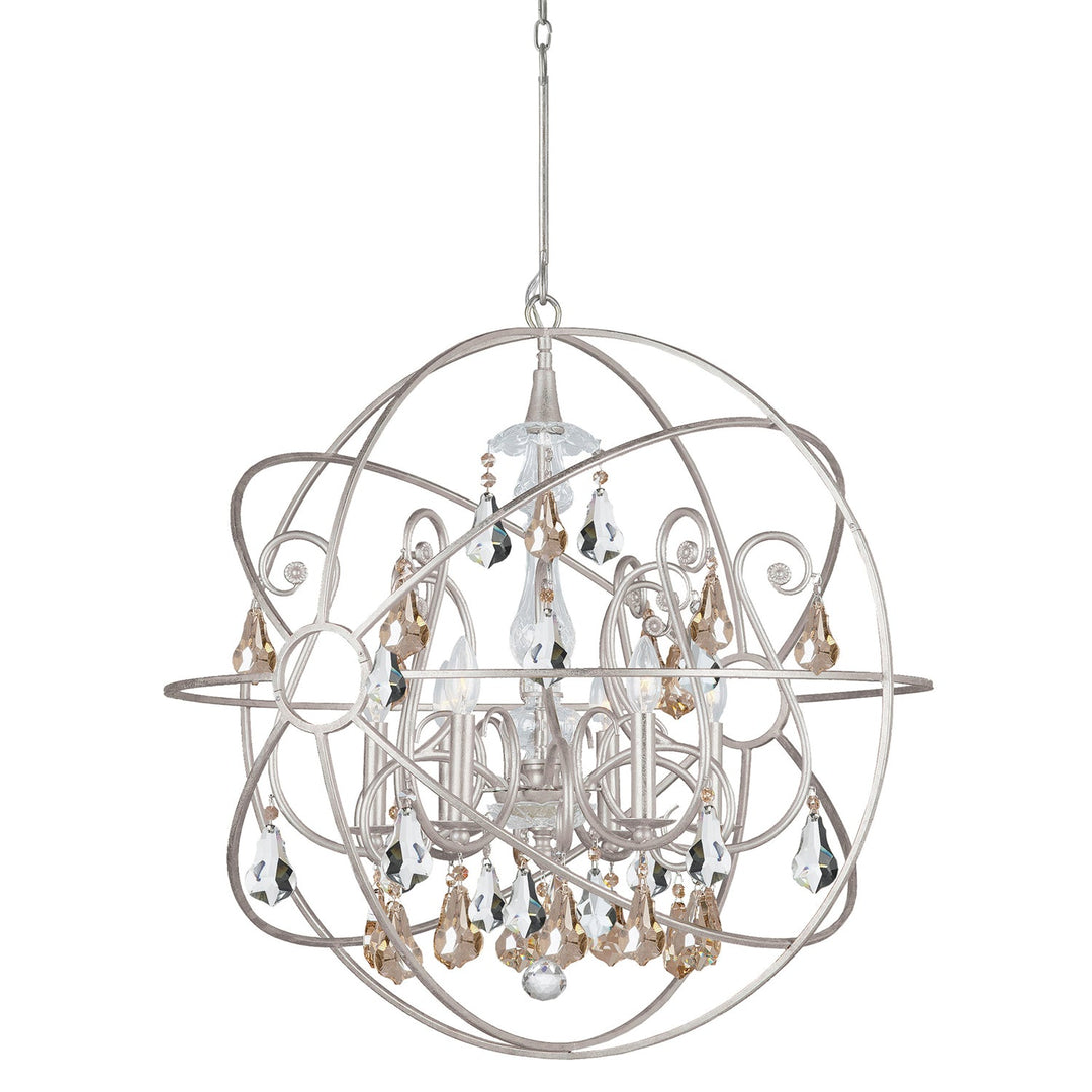 Crystorama Solaris 9028-OS-GS-MWP Chandelier Light - Olde Silver