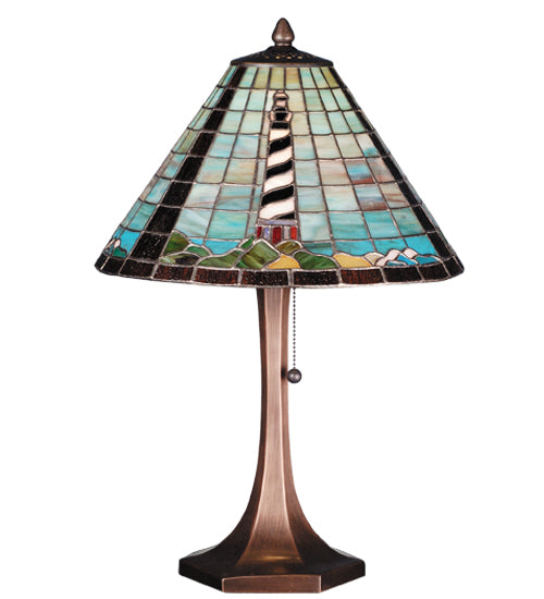 Meyda Tiffany Lighting 69409 The Lighthouse On Table Lamp Lamp Bronze / Dark