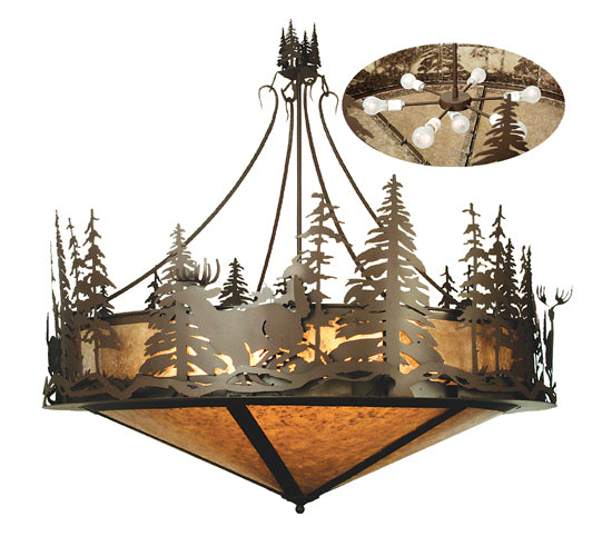 Meyda Tiffany Deer At Dusk 69974 Pendant Light - Cafe-Noir