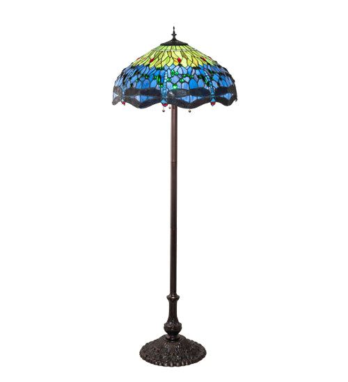 Meyda Tiffany Lighting 70021 Tiffany Hanginghead Dragonfly Three Light Floor Lamp Lamp Bronze / Dark