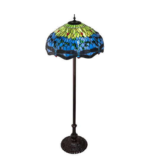 Meyda Tiffany Lighting 70021 Tiffany Hanginghead Dragonfly Three Light Floor Lamp Lamp Bronze / Dark