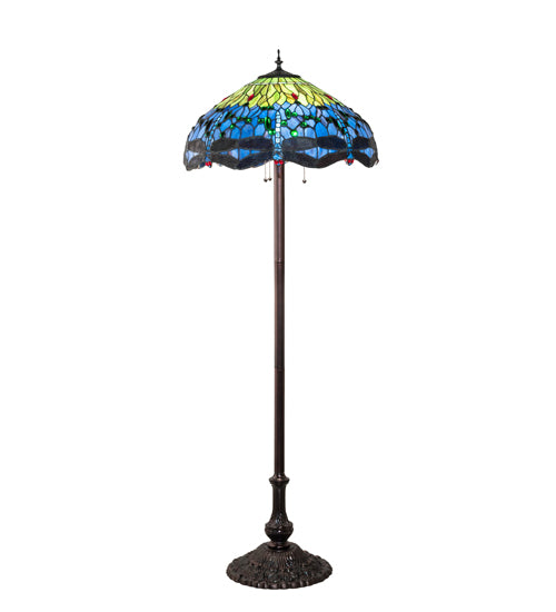 Meyda Tiffany Lighting 70021 Tiffany Hanginghead Dragonfly Three Light Floor Lamp Lamp Bronze / Dark