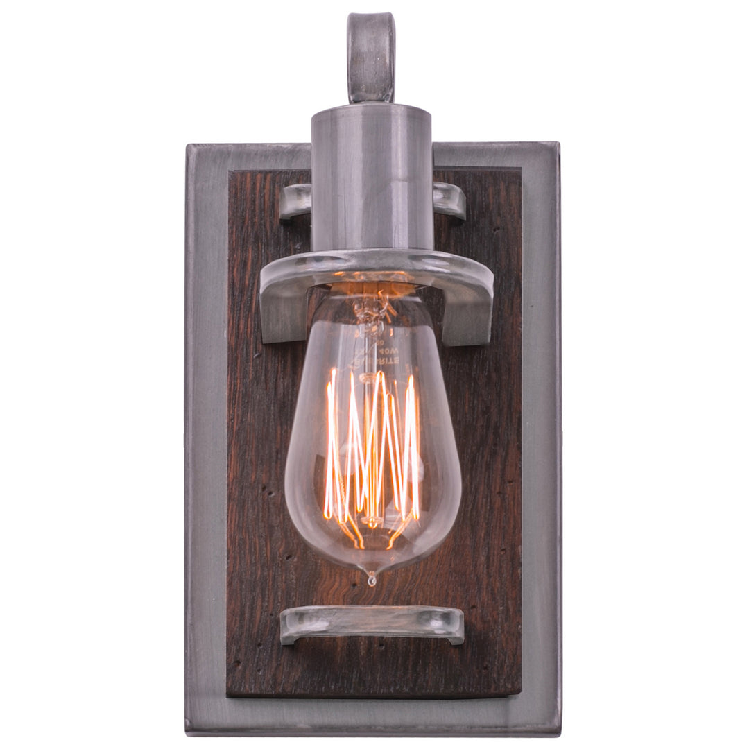 Varaluz Lofty 268B01SL Wall Sconce Light - Steel, the wood lends warmth. It`s Industrial design remixed to delightful new heights."/