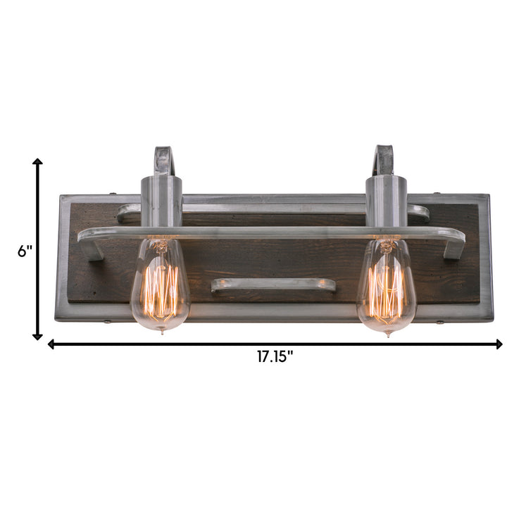 Varaluz Lofty 268B02SL Bath Vanity Light 18 in. wide - Steel, the wood lends warmth. It`s Industrial design remixed to delightful new heights."/