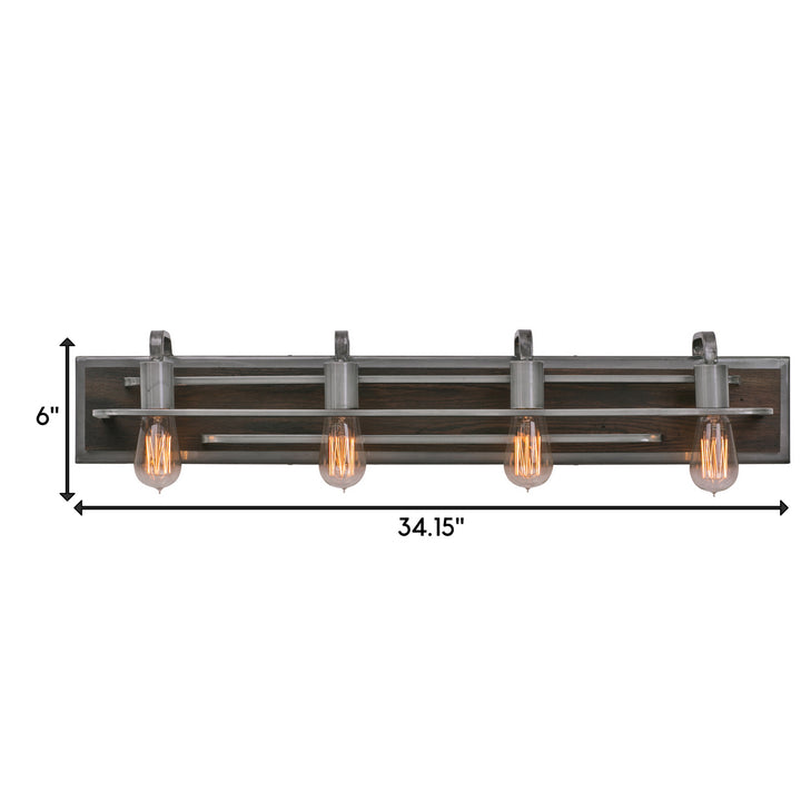 Varaluz Lofty 268B04SL Bath Vanity Light 35 in. wide - Steel, the wood lends warmth. It`s Industrial design remixed to delightful new heights."/