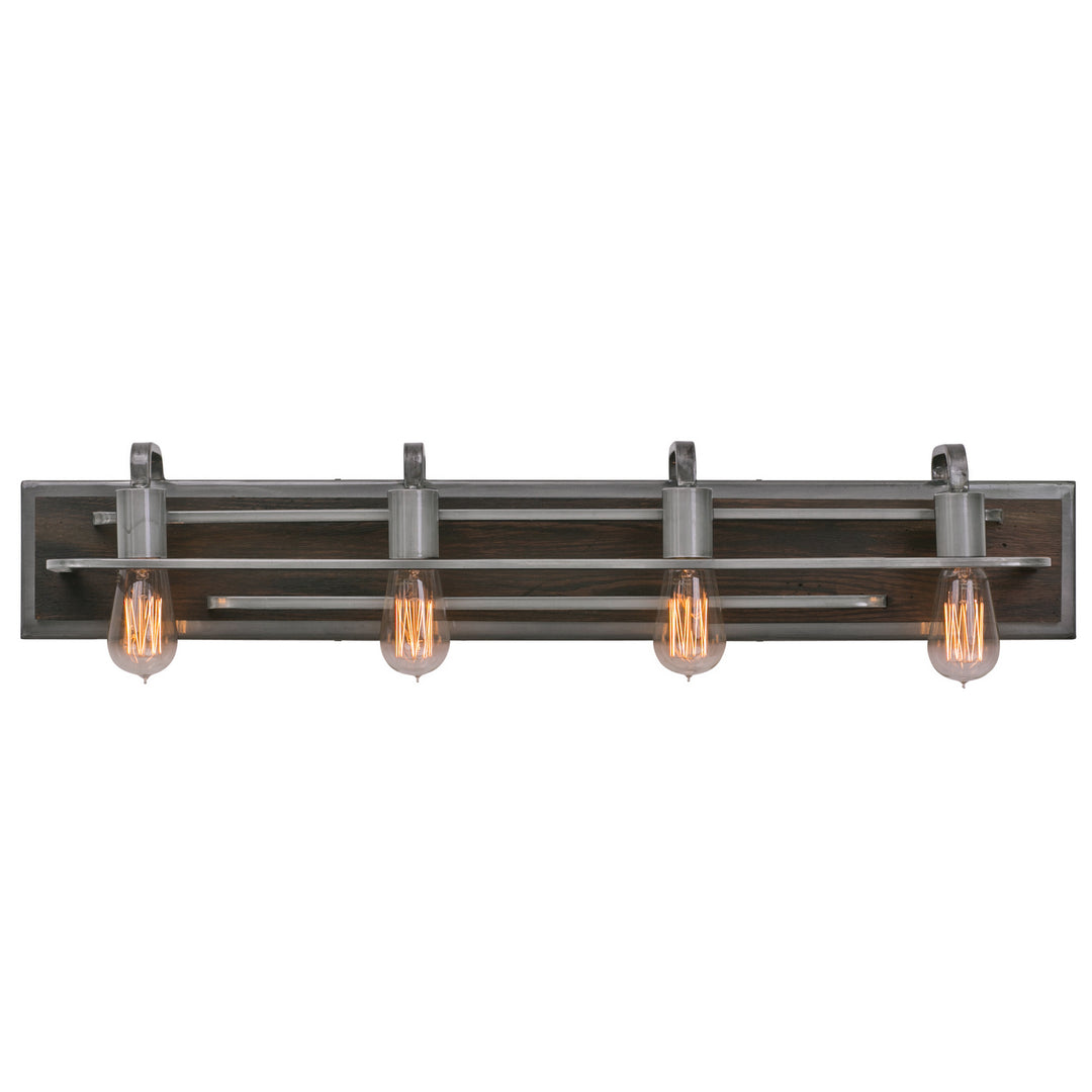 Varaluz Lofty 268B04SL Bath Vanity Light 35 in. wide - Steel, the wood lends warmth. It`s Industrial design remixed to delightful new heights."/