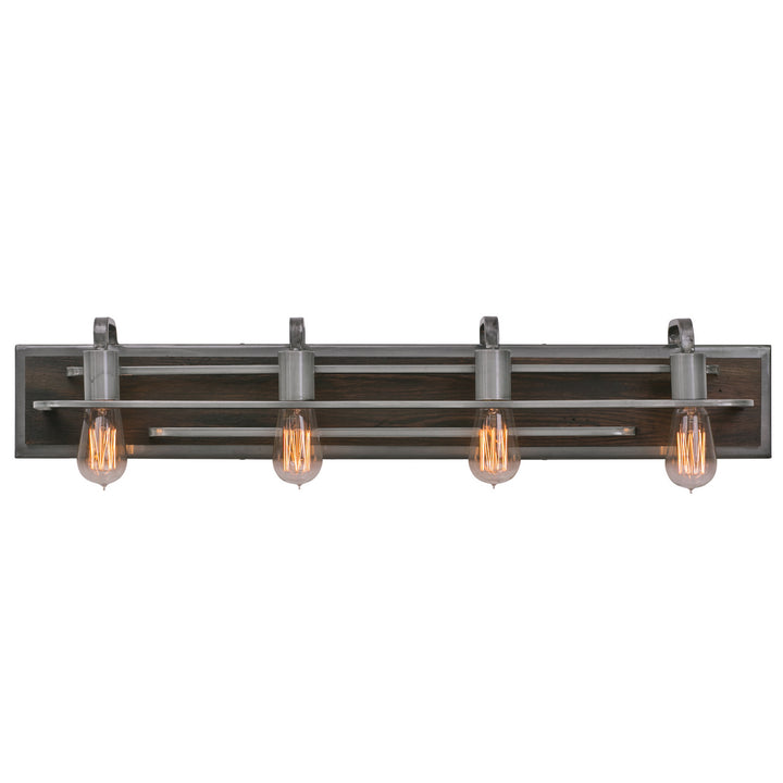 Varaluz Lofty 268B04SL Bath Vanity Light 35 in. wide - Steel, the wood lends warmth. It`s Industrial design remixed to delightful new heights."/
