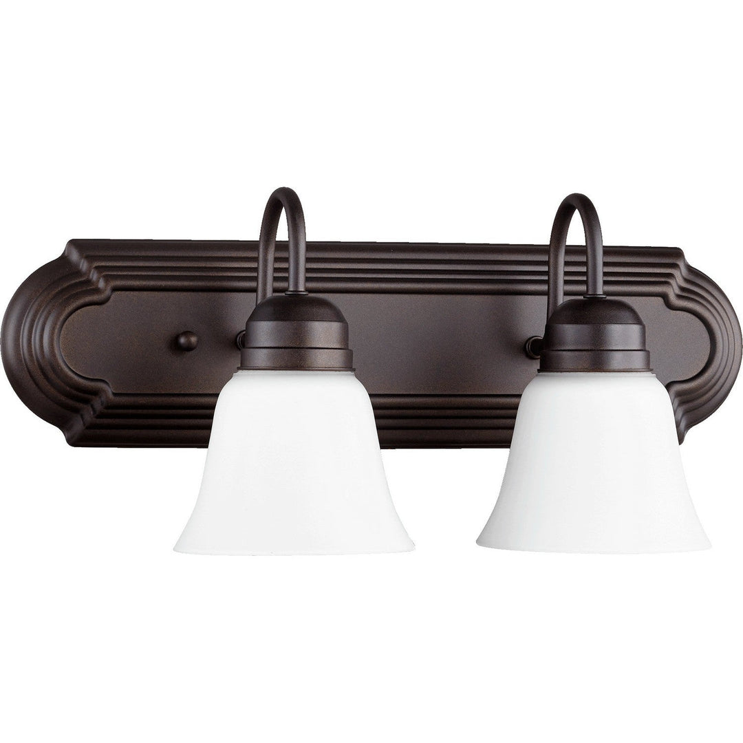 Quorum 5094 Vanities 5094-2-86 Bath Vanity Light 18 in. wide - Oiled Bronze W/ Satin Opal