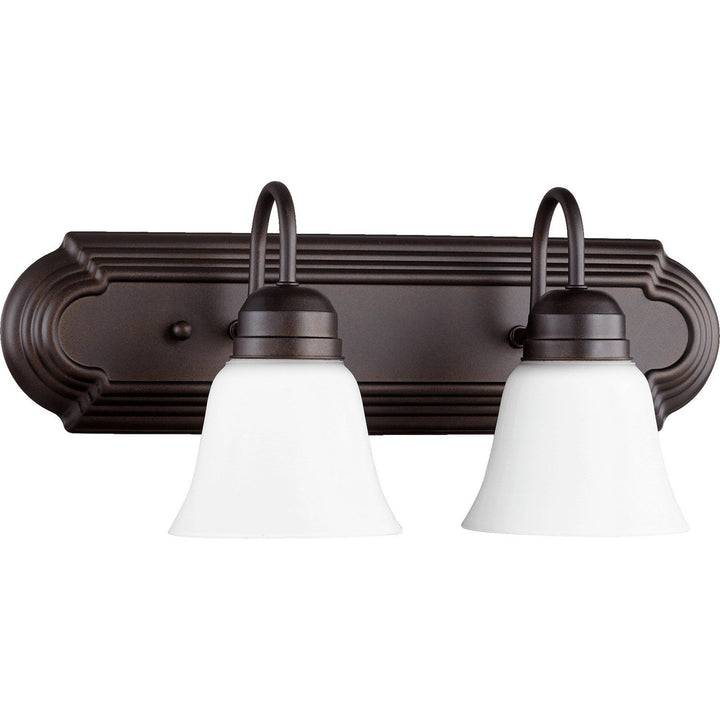 Quorum 5094 Vanities 5094-2-86 Bath Vanity Light 18 in. wide - Oiled Bronze W/ Satin Opal