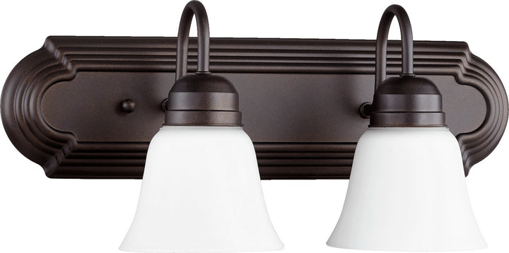 Quorum 5094 Vanities 5094-2-86 Bath Vanity Light 18 in. wide - Oiled Bronze W/ Satin Opal
