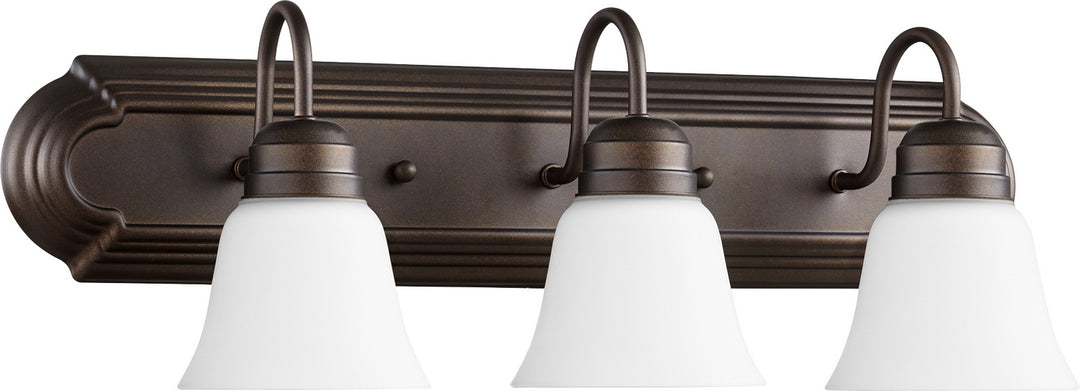 Quorum 5094 Vanities 5094-3-86 Bath Vanity Light 24 in. wide - Oiled Bronze W/ Satin Opal