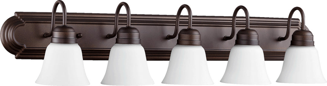 Quorum 5094 Vanities 5094-5-86 Bath Vanity Light 36 in. wide - Oiled Bronze W/ Satin Opal