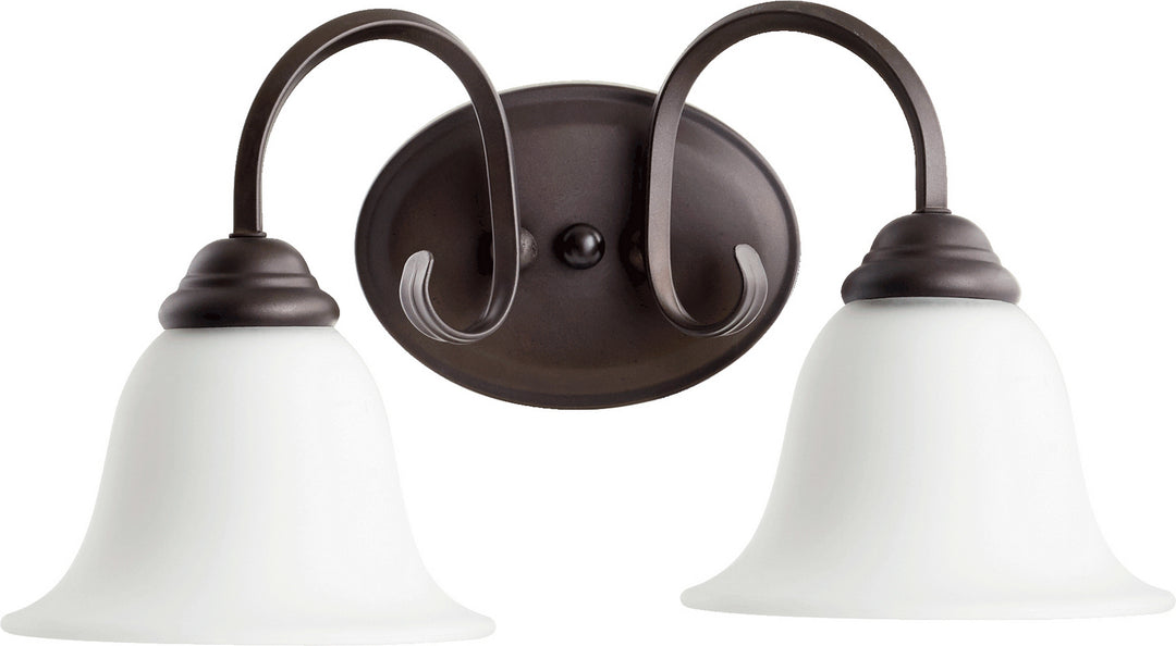 Quorum Spencer 5110-2-186 Bath Vanity Light 17 in. wide - Oiled Bronze W/ Satin Opal