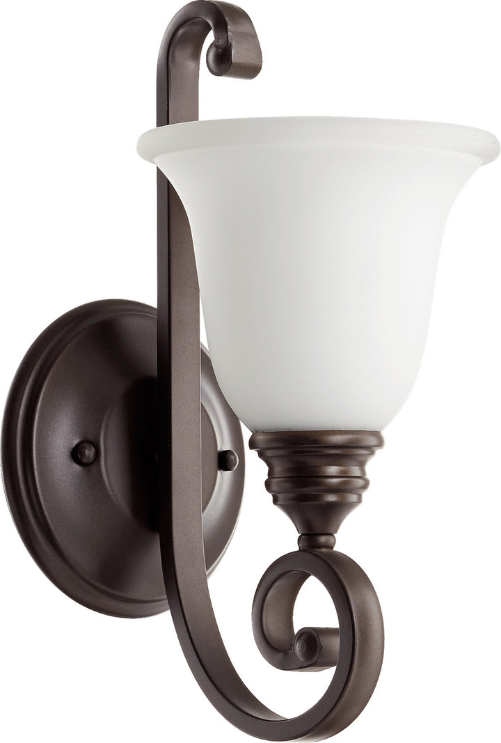 Quorum Bryant 5454-1-186 Wall Sconce Light - Oiled Bronze W/ Satin Opal