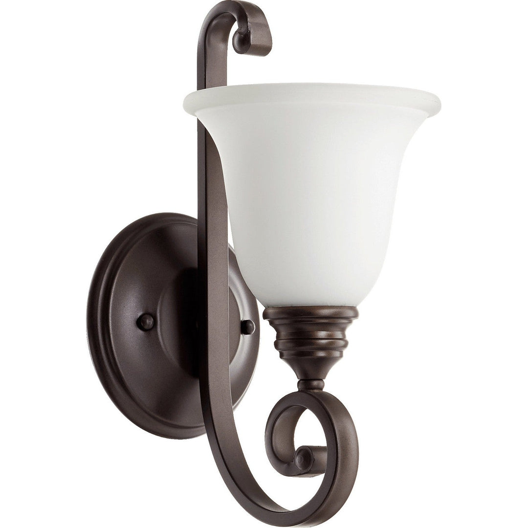 Quorum Bryant 5454-1-186 Wall Sconce Light - Oiled Bronze W/ Satin Opal