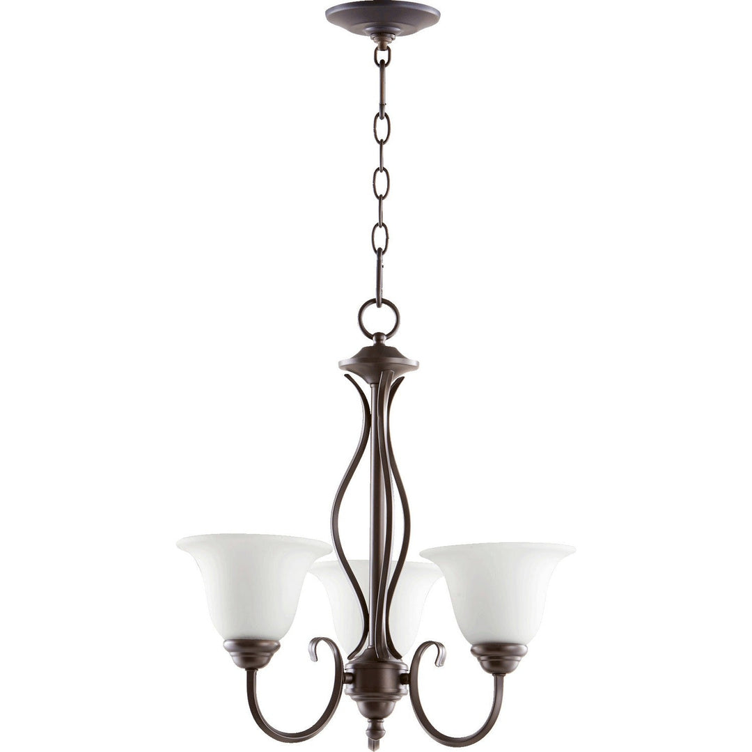 Quorum Spencer 6010-3-186 Chandelier Light - Oiled Bronze W/ Satin Opal