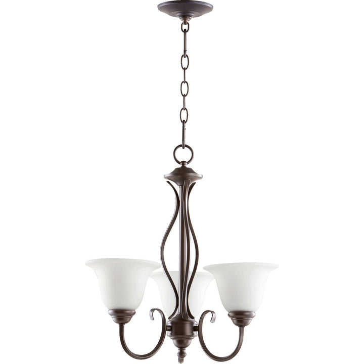 Quorum Spencer 6010-3-186 Chandelier Light - Oiled Bronze W/ Satin Opal