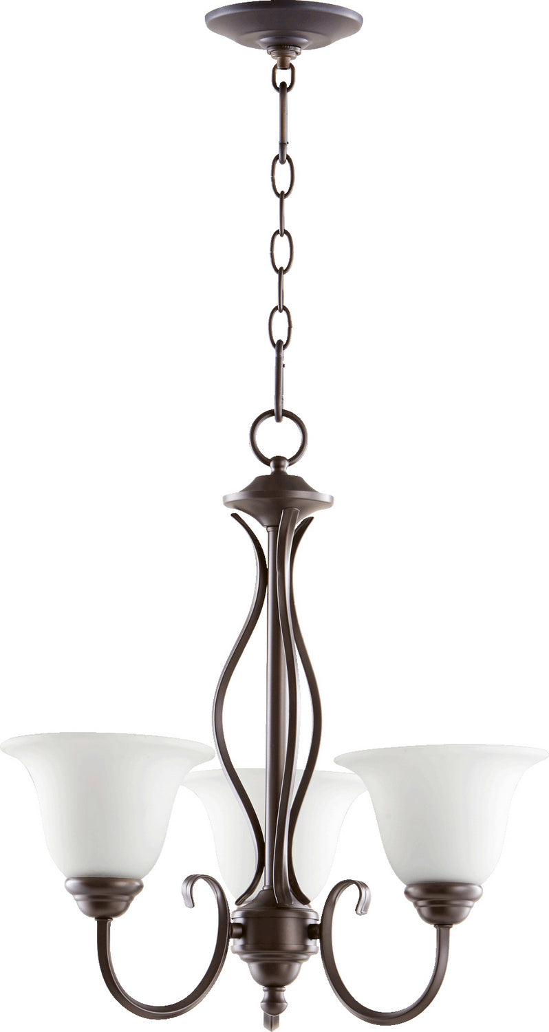 Quorum Spencer 6010-3-186 Chandelier Light - Oiled Bronze W/ Satin Opal