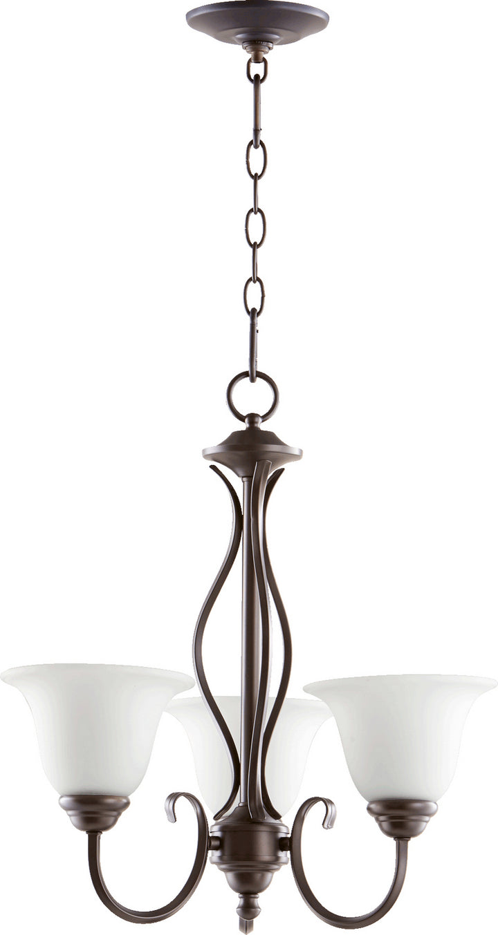 Quorum Spencer 6010-3-186 Chandelier Light - Oiled Bronze W/ Satin Opal
