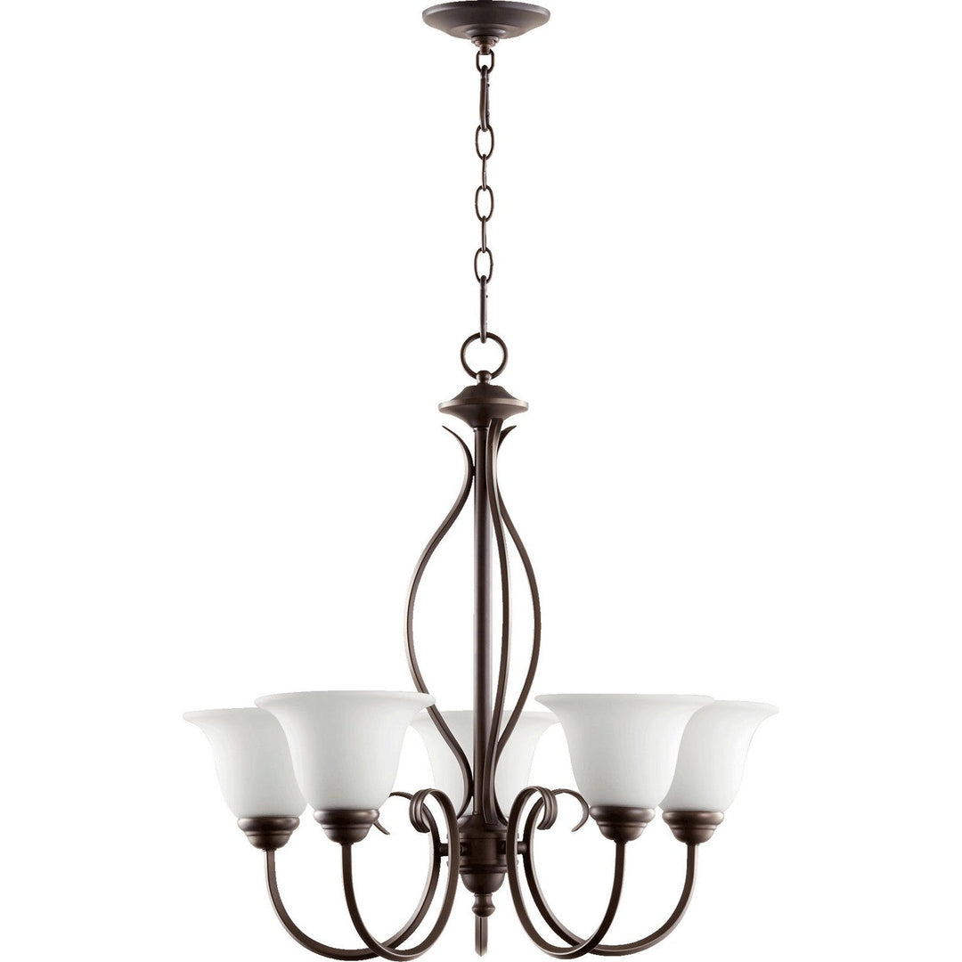 Quorum Spencer 6010-5-186 Chandelier Light - Oiled Bronze W/ Satin Opal
