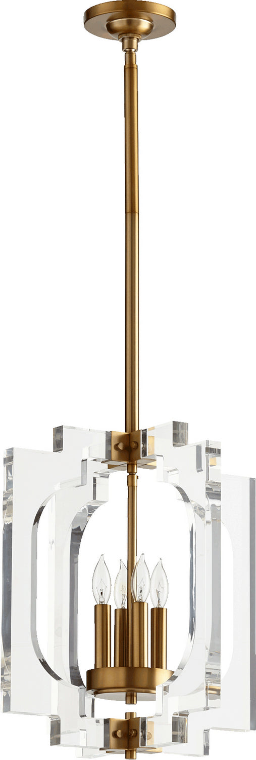 Quorum Broadway 605-4-80 Pendant Light - Aged Brass