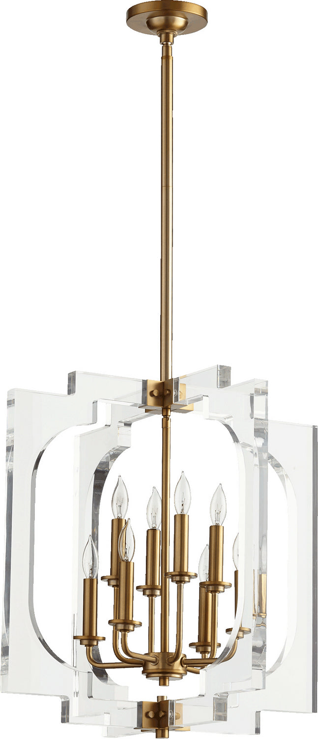 Quorum Broadway 605-8-80 Pendant Light - Aged Brass,  Rosewood/Walnut/