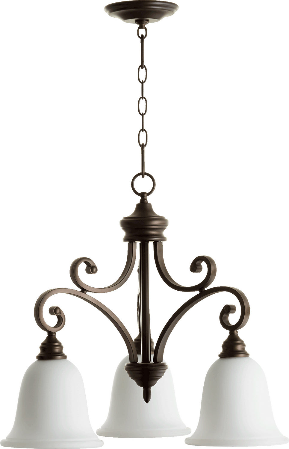 Quorum Bryant 6354-3-186 Chandelier Light - Oiled Bronze W/ Satin Opal